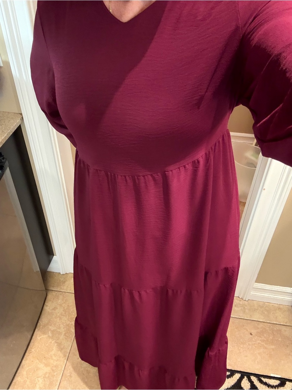 BURGUNDY WINE 3-TIERED MAXI DRESS | XL | BOHO • WESTERN • HOLIDAY - Picture 2 of 8